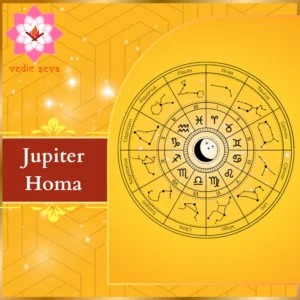 Zodiac sign in bright yellow symbolizing Jupiter’s wisdom, associated with Jupiter Homa for knowledge, prosperity, and spiritual growth