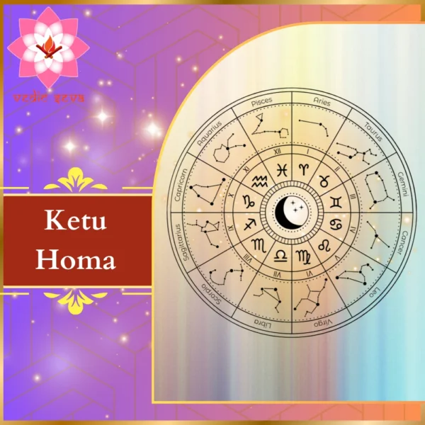 Zodiac sign in radiant multicolors symbolizing Ketu’s spiritual energy, associated with Ketu Homa for liberation, intuition, and spiritual growth