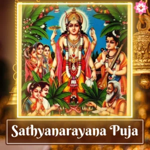 Image of Lord Satyanarayana, symbolizing devotion and prosperity, central to Satyanarayana Puja performed at home by devotees with priestly guidance