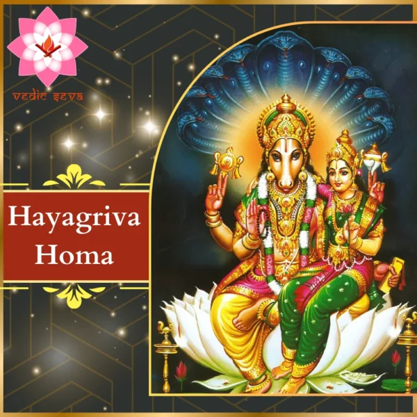 Image of Lord Hayagriva, symbolizing divine knowledge, central to Hayagriva Homa performed for success in education and enlightenment