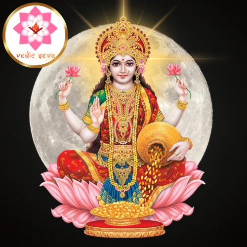 Goddess Mahalakshmi blessing the Full Moon Homa for wealth and abundance